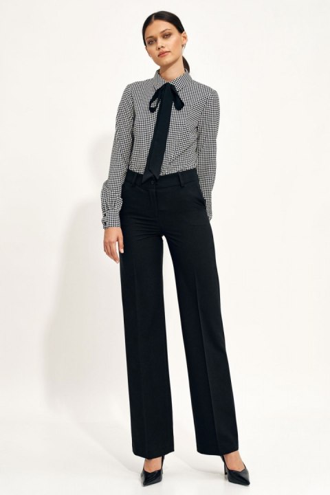 Czarne spodnie typu wide leg SD68 Black - Nife Czarne spodnie typu wide leg SD68 Black - Nife