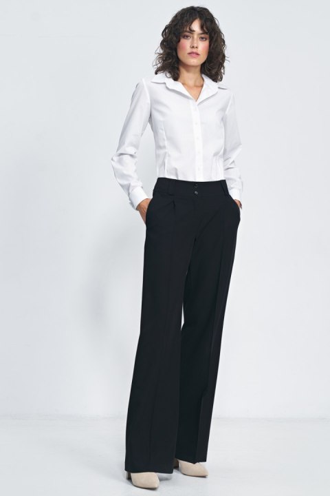 Czarne spodnie typu wide leg SD81 Black - Nife Czarne spodnie typu wide leg SD81 Black - Nife