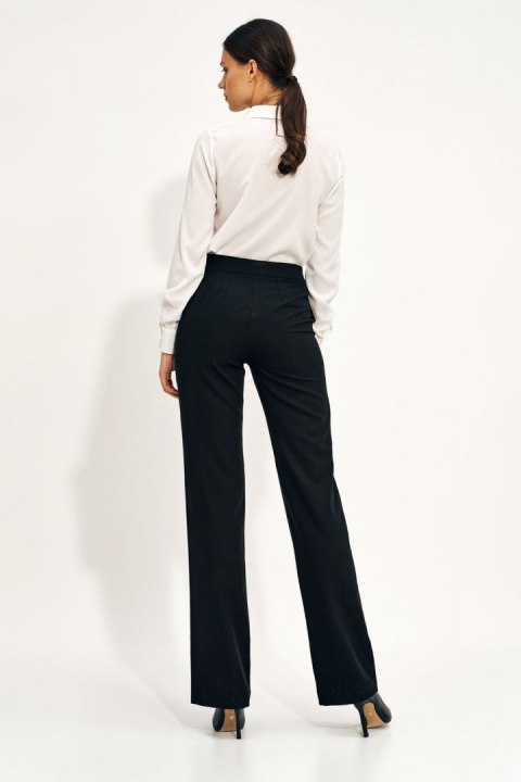Czarne spodnie wide leg z wysokim stanem SD71 Black - Nife Czarne spodnie wide leg z wysokim stanem SD71 Black - Nife