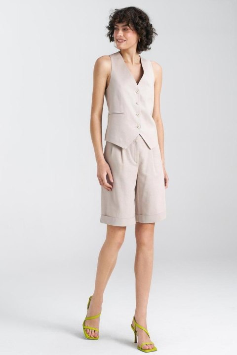 Kamizelka klasyczna lniana KA05 Beige - Nife Kamizelka klasyczna lniana KA05 Beige - Nife
