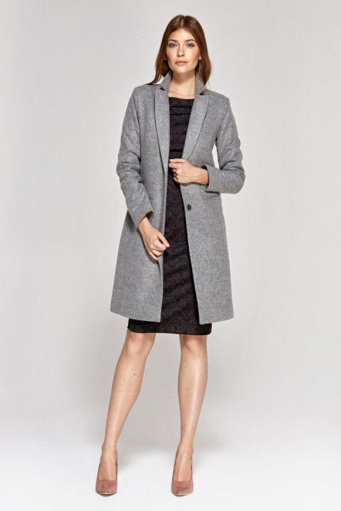 Klasyczny szary płaszcz PL12 Grey - Nife Klasyczny szary płaszcz PL12 Grey - Nife