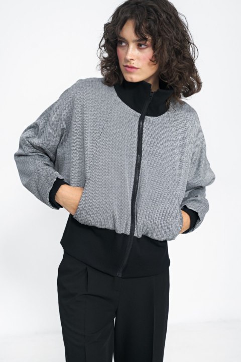 Kurtka w czarną jodełkę KU01 Black - Nife Kurtka w czarną jodełkę KU01 Black - Nife