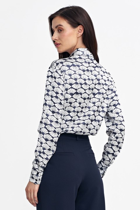 Satynowa koszula body K83 Navy/Wzór - Nife Satynowa koszula body K83 Navy/Wzór - Nife