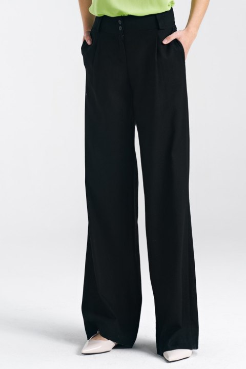 Spodnie lniane wide leg SD85 Black - Nife Spodnie lniane wide leg SD85 Black - Nife