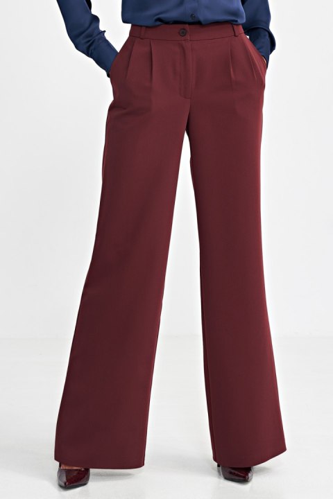 Spodnie z zakładkami wide leg SD102 Bordo - Nife Spodnie z zakładkami wide leg SD102 Bordo - Nife