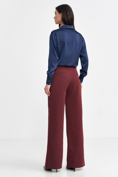 Spodnie z zakładkami wide leg SD102 Bordo - Nife Spodnie z zakładkami wide leg SD102 Bordo - Nife