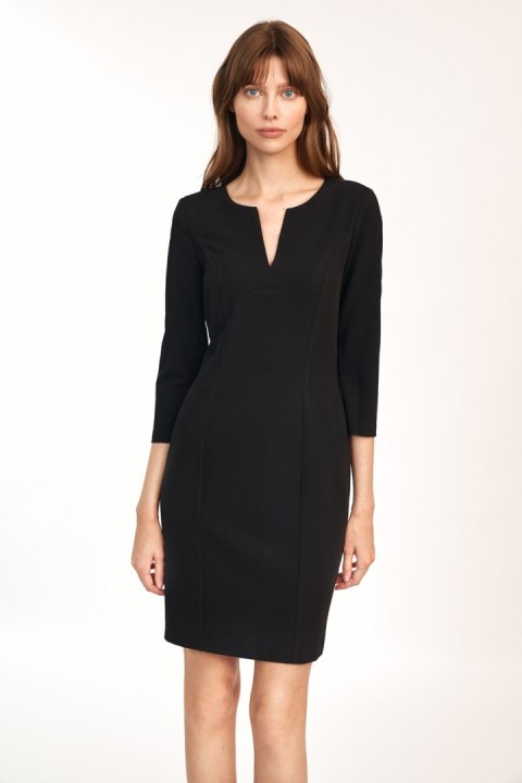 Sukienka Dopasowana czarna sukienka mini S185 Black - Nife Sukienka Dopasowana czarna sukienka mini S185 Black - Nife
