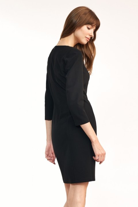 Sukienka Dopasowana czarna sukienka mini S185 Black - Nife Sukienka Dopasowana czarna sukienka mini S185 Black - Nife