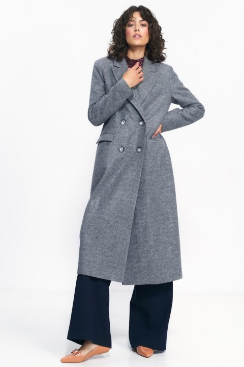Szary płaszcz oversize PL20 Grey - Nife Szary płaszcz oversize PL20 Grey - Nife