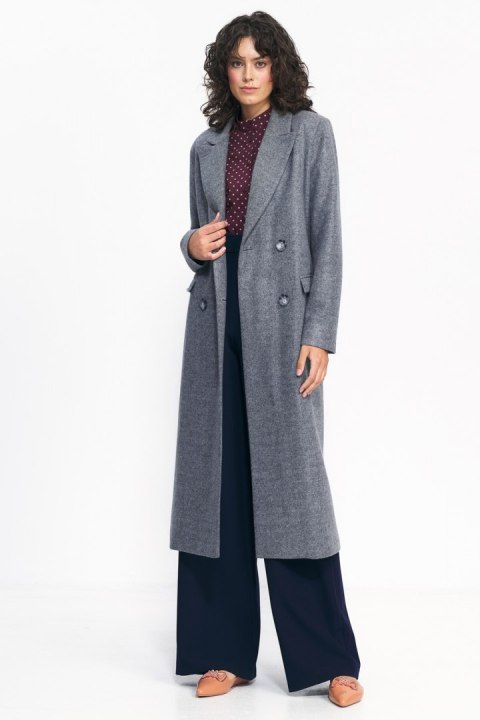Szary płaszcz oversize PL20 Grey - Nife Szary płaszcz oversize PL20 Grey - Nife