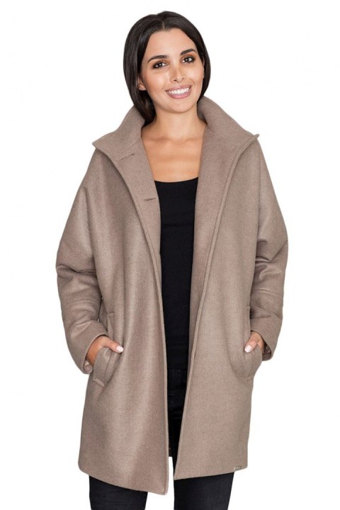 Płaszcz Damski Model M589 Mocca - Figl Płaszcz Damski Model M589 Mocca - Figl