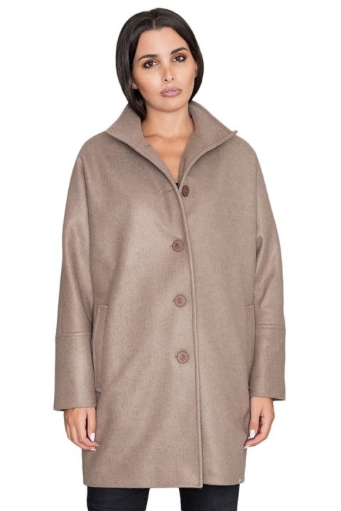 Płaszcz Damski Model M589 Mocca - Figl Płaszcz Damski Model M589 Mocca - Figl